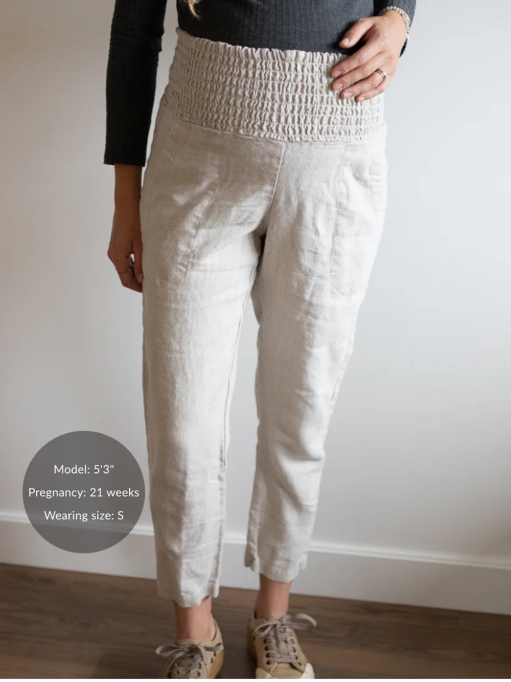 Emme Everyday Transitional Smocked Linen Pant - Picture 9 of 13